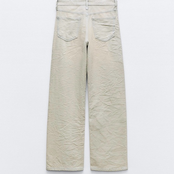 Zara Jeans NWT TRF Mid Wrinkle Effect Coated Jeans - Picture 4 of 4